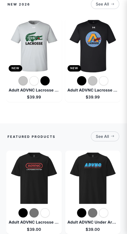 ADVNC Lacrosse team store on Secondslide